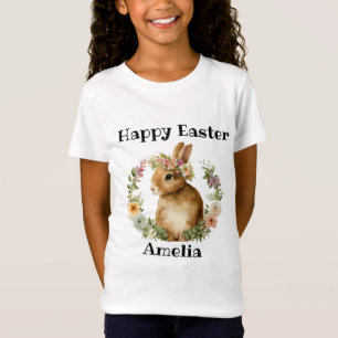 Vintage Watercolor Retro Easter Bunny Floral T-Shirt