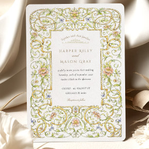 Vintage Watercolor Rococo Frame Wedding Invitation