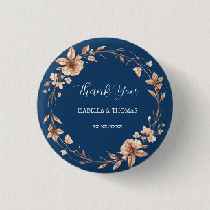 Vintage watercolor rose gold Daisy Floral Botanica 3 Cm Round Badge