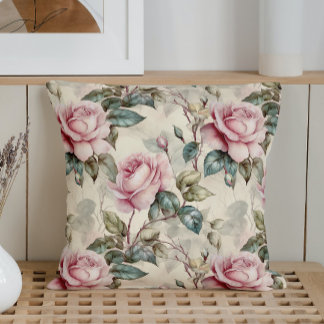 Vintage Watercolor Roses Cushion