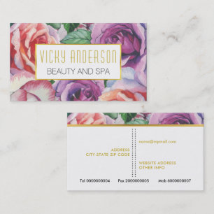 Vintage watercolor roses floral business card