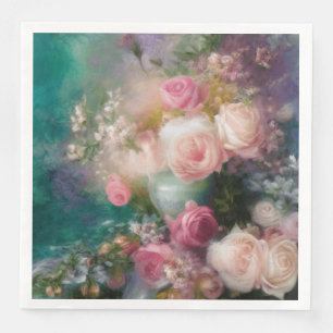 Vintage Watercolor Roses Painted In All Colours Napkin