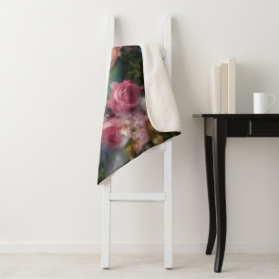 Vintage Watercolor Roses Painted In All Colours Sherpa Blanket