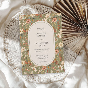 Vintage watercolor sage terracotta wildflowers invitation