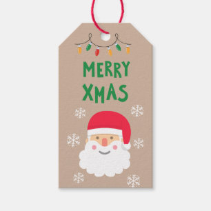 Vintage Watercolor Santa Merry Xmas Gift Tags