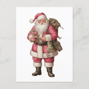 Vintage Watercolor Santa Postcard