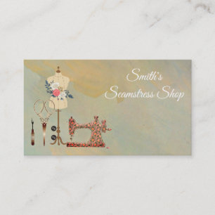 Vintage Watercolor Seamstress Business Card