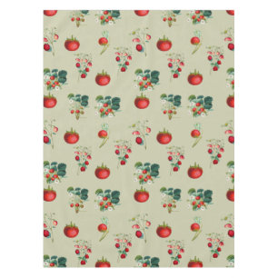 Vintage Watercolor Strawberries and Leaves Tablecloth