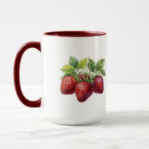 Vintage Watercolor Strawberry Botanical Mug