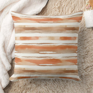 Vintage Watercolor Striped -Earthy Coffee Tones(3) Cushion