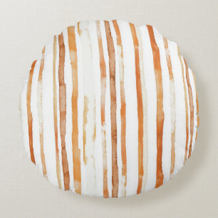 Vintage Watercolor Striped -Earthy Coffee Tones(4) Round Cushion