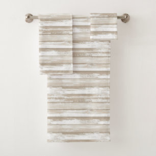 Vintage Watercolor Stripes in Grey Tones Bath Towel Set