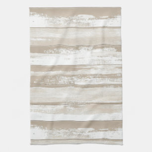 Vintage Watercolor Stripes in Grey Tones Tea Towel