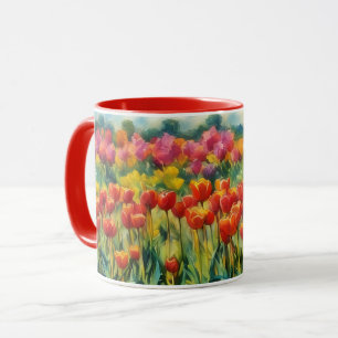 Vintage Watercolor Style Tulip Flower Art Mug
