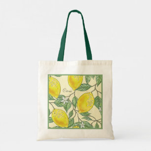 Vintage Watercolor Summer Citrus Lemons Pattern Tote Bag