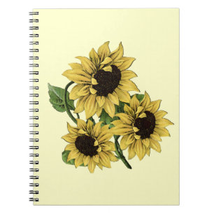 Vintage Watercolor Sunflower Design Notebook