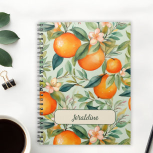 Vintage Watercolor Tangerine Orange  Notebook