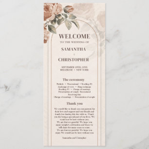 Vintage watercolor terracotta rose sage program programme