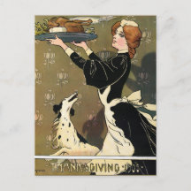 Vintage Watercolor Thanksgiving 1905 Illustration