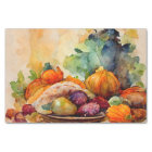 Vintage Watercolor Thanksgiving Pumpkin Turkey