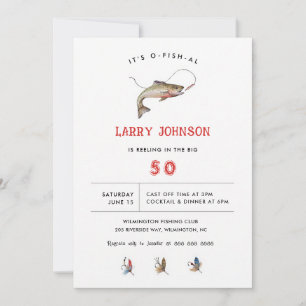 Vintage Watercolor Trout Fishing Birthday Invitation