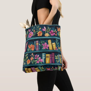 Vintage Watercolor Vibrant Colors Book Spines Tote Bag