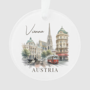 Vintage Watercolor Vienna Austria Ornament