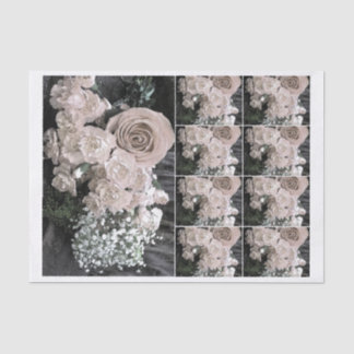 Vintage Watercolor White Roses babeis breath Tissue Paper