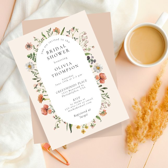 Vintage Watercolor Wildflower Arch Bridal Shower Invitation (Creator Uploaded)