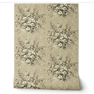 Vintage Watercolor Wildflower Daisy Bouquet Beige Wallpaper