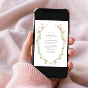 Vintage Watercolor Wildflower Garden Bridal Shower Invitation