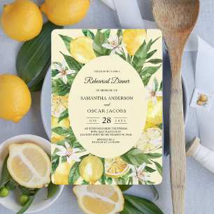 Vintage Watercolor Yellow Lemons Frame  Invitation