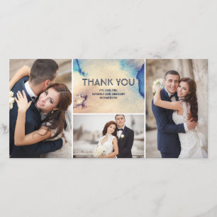 Vintage Watercolors Elegant Wedding Thank You Card