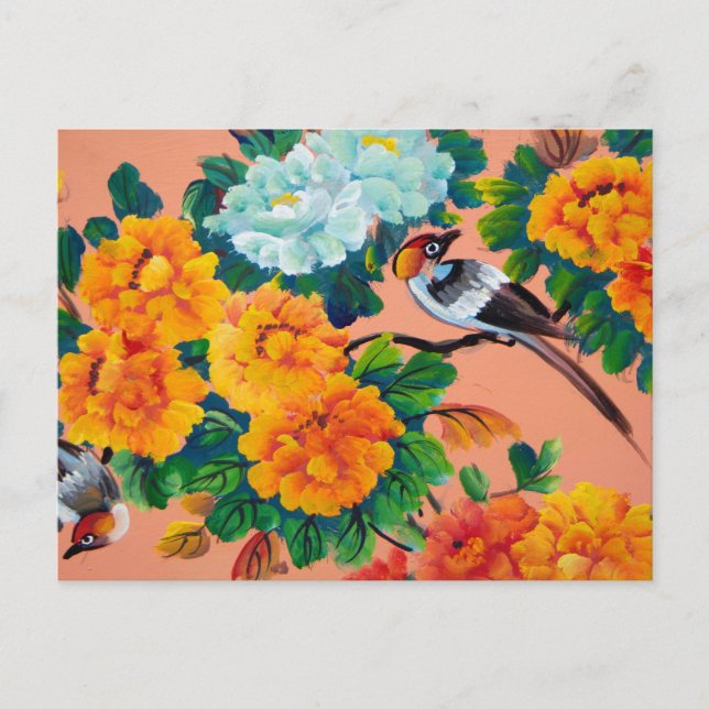 Vintage Watercolour Birds Postcard (Front)