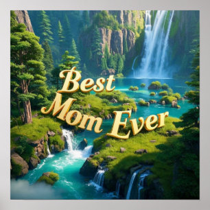 Vintage Waterfall Best Mom Ever  Poster