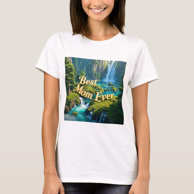 Vintage Waterfall Best Mum Ever  T-Shirt (Front)