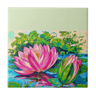vintage waterlilies - tile