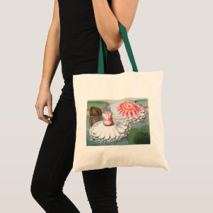 Vintage Waterlily Flowers, Waterlilies in a Pond Tote Bag