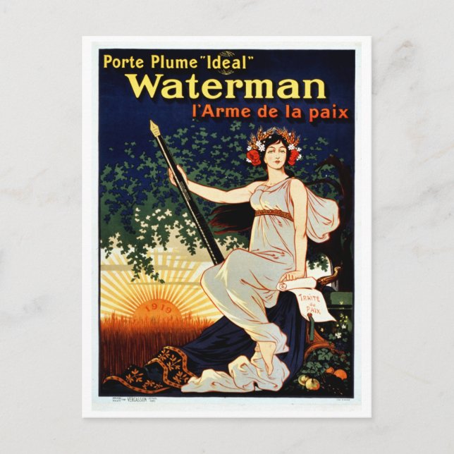 Vintage Waterman fountain pen advertising Postcard (Front)
