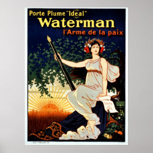 Vintage Waterman fountain pen advertising Poster