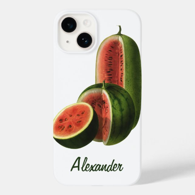 Vintage Watermelons Tall Round, Organic Food Fruit Case-Mate iPhone Case (Back)