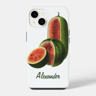 Vintage Watermelons Tall Round, Organic Food Fruit iPhone 14 Case