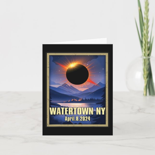 Vintage Watertown Ny Total Solar Eclipse 2024  Card (Front)