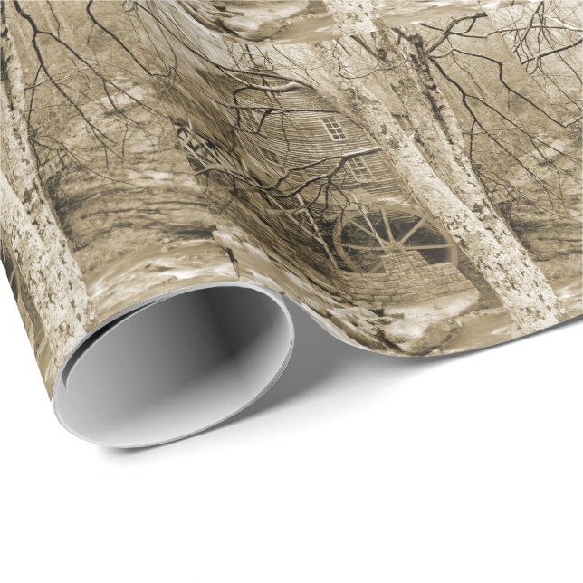 Vintage Waterwheel Wrapping Paper (Roll Corner)