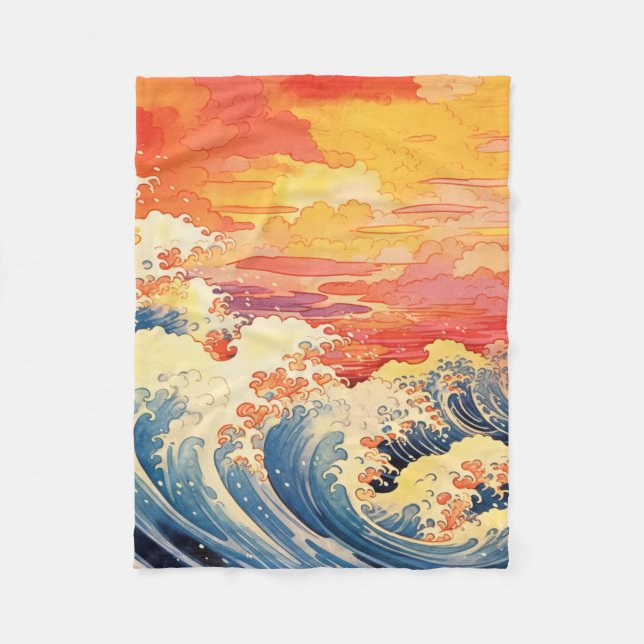 Vintage Wave Blanket Ocean  (Front)