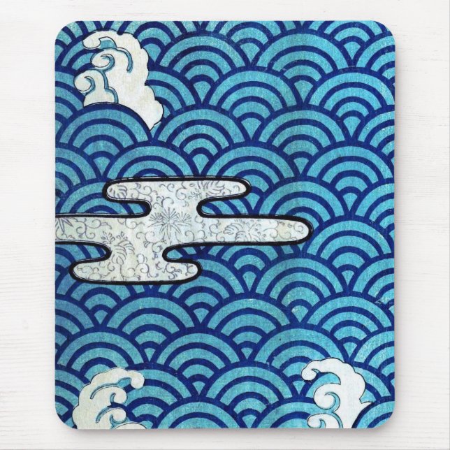 Vintage Wave & Cloud Mouse Mat (Front)