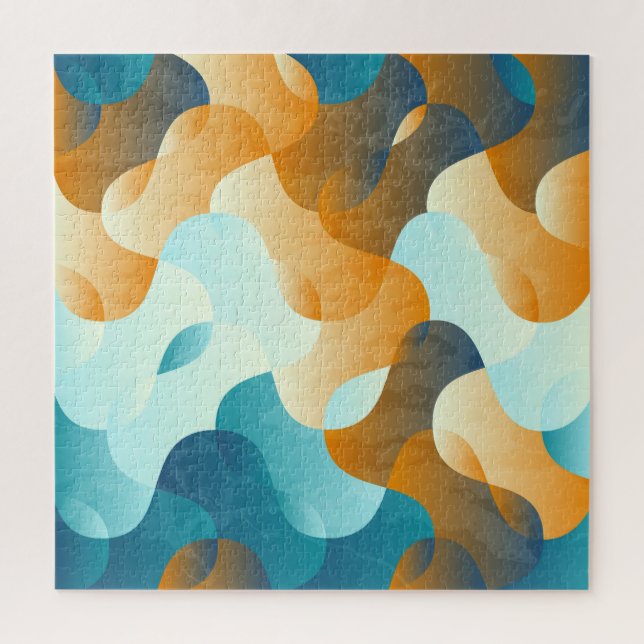 Vintage wave pattern, blue and brown. jigsaw puzzle (Vertical)