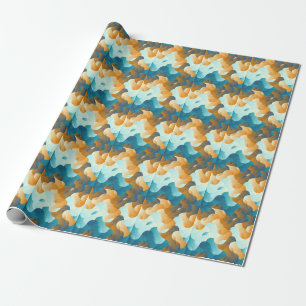 Vintage wave pattern, blue and brown. wrapping paper