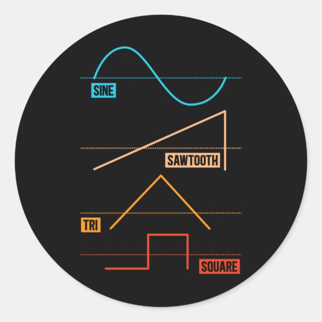 Vintage Waveform Analogue Musician Classic Round Sticker (Front)