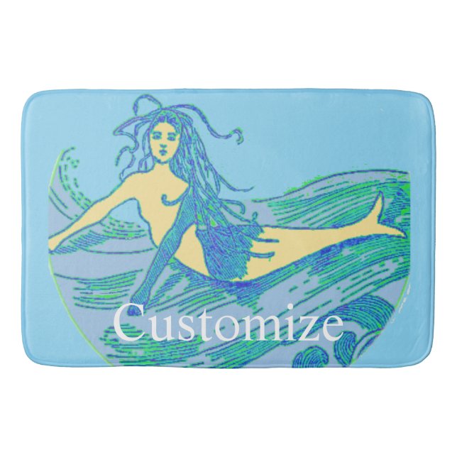 Vintage Waveriding Mermaid Thunder_Cove Bath Mat (Front)